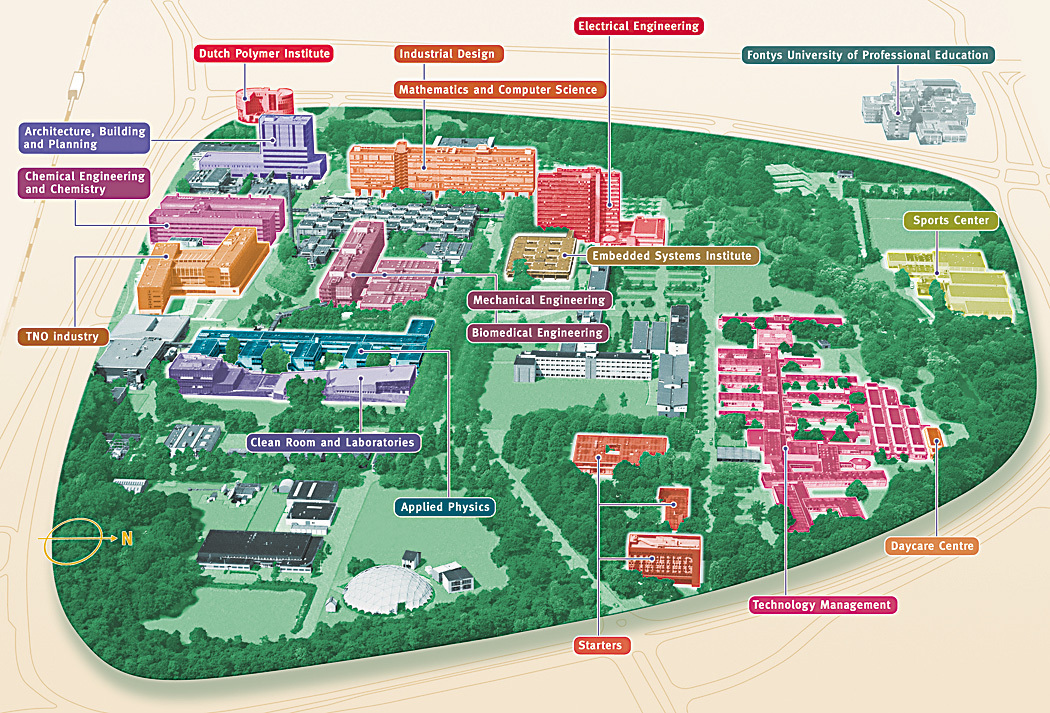 Infographic campus van de Technische Universiteit Eindhoven