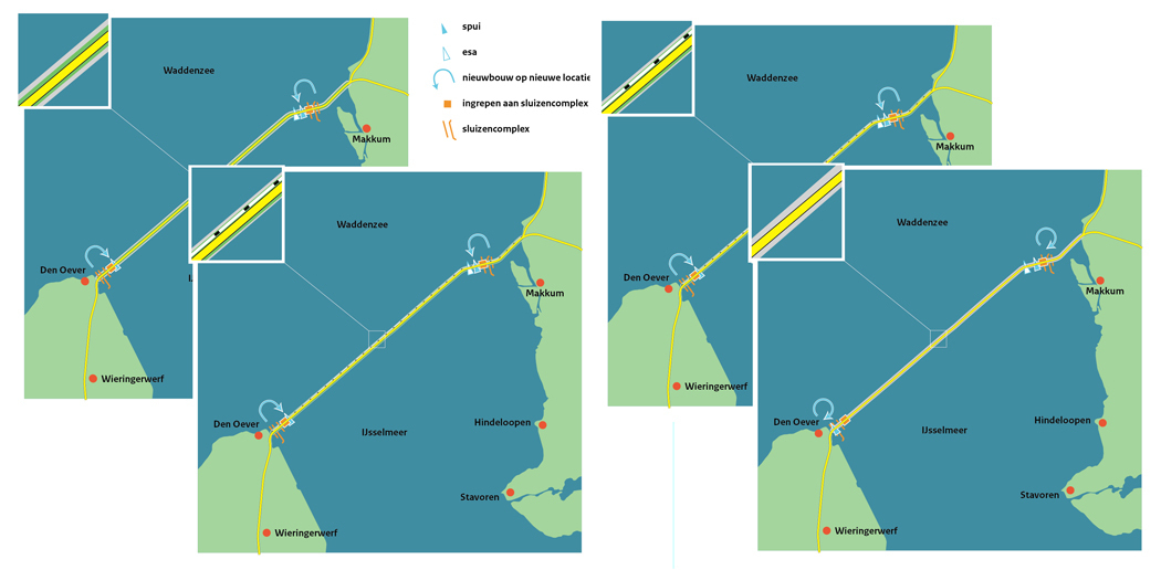 Infographic varianten dijkverzwaring van de Afsluitdijk